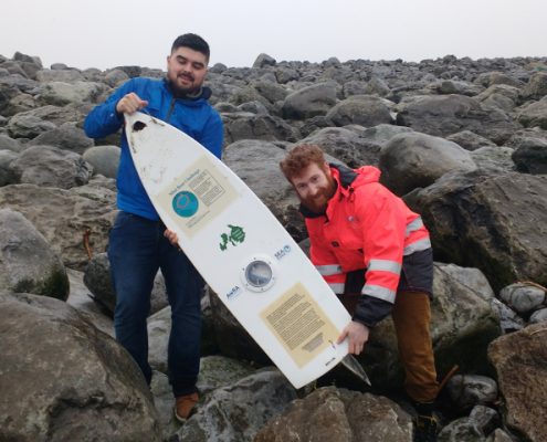 MaREI researchers with the Black Rock mini boat