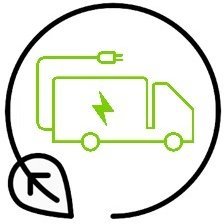 DRIFT-HDV Logo - Electric Truck with Circular Leaf